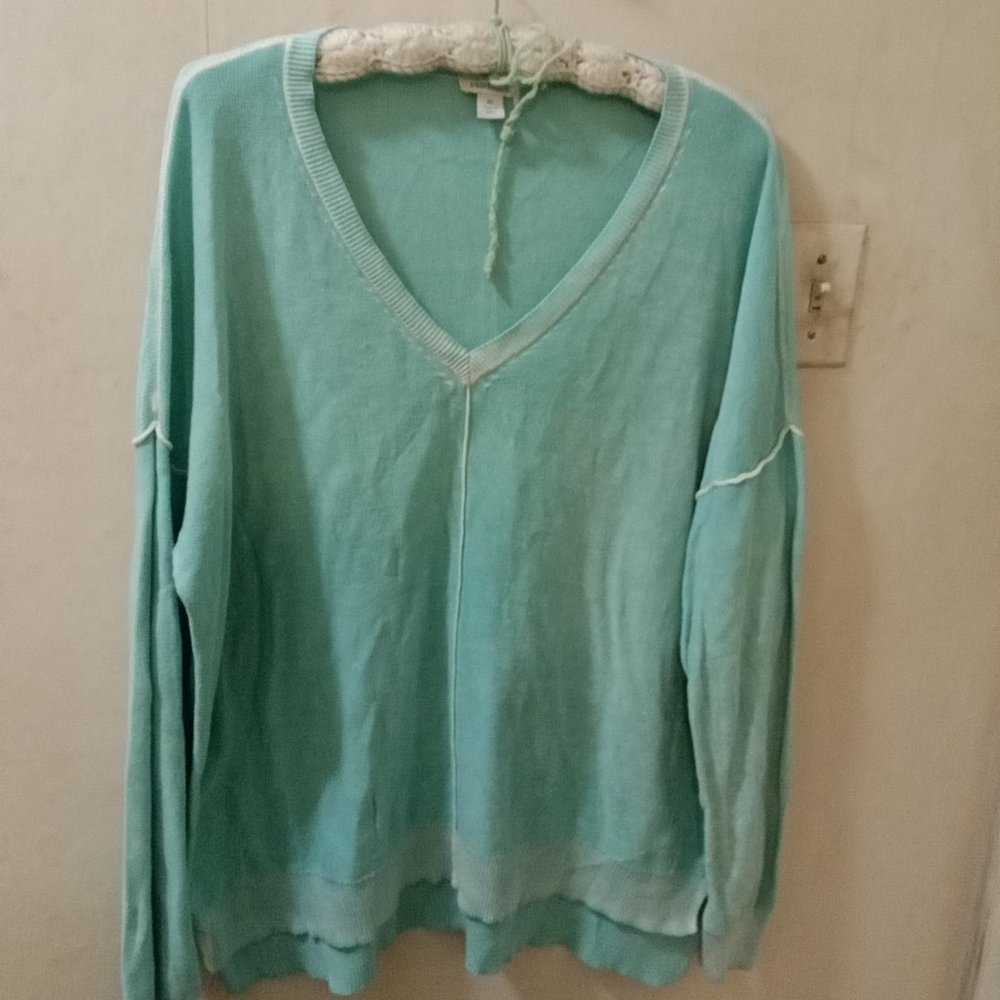 Sundance Sz XL turquoise lightweight Cotton Sweater